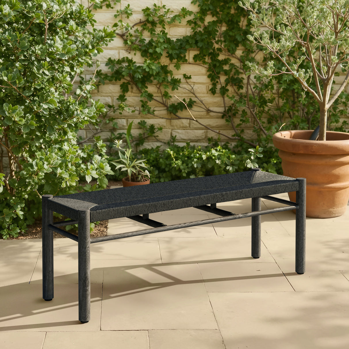 Iska Black Outdoor Bench by Zuomod at Eve Furniture