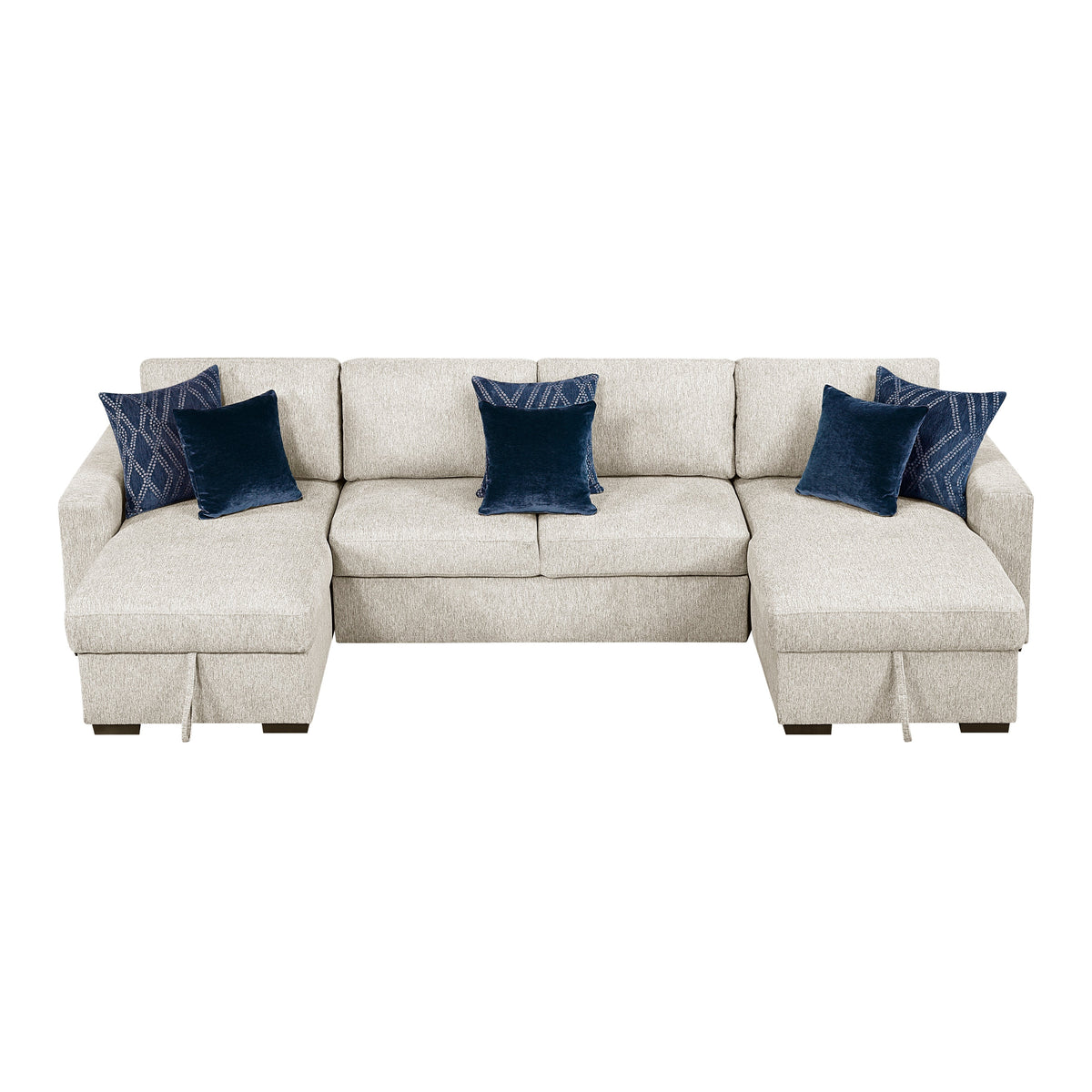 Isla Beige 3-Piece Sectional with Reversible Chaises and Hidden Storage by Homelegance at Eve Furniture
