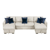 Isla Beige 3-Piece Sectional with Reversible Chaises and Hidden Storage by Homelegance at Eve Furniture