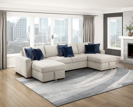 Isla Beige 3-Piece Sectional with Reversible Chaises and Hidden Storage by Homelegance at Eve Furniture