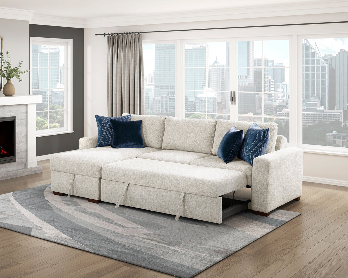 Isla Beige 3-Piece Sectional with Reversible Chaises and Hidden Storage by Homelegance at Eve Furniture