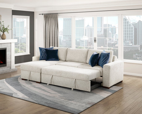 Isla Beige 3-Piece Sectional with Reversible Chaises and Hidden Storage by Homelegance at Eve Furniture