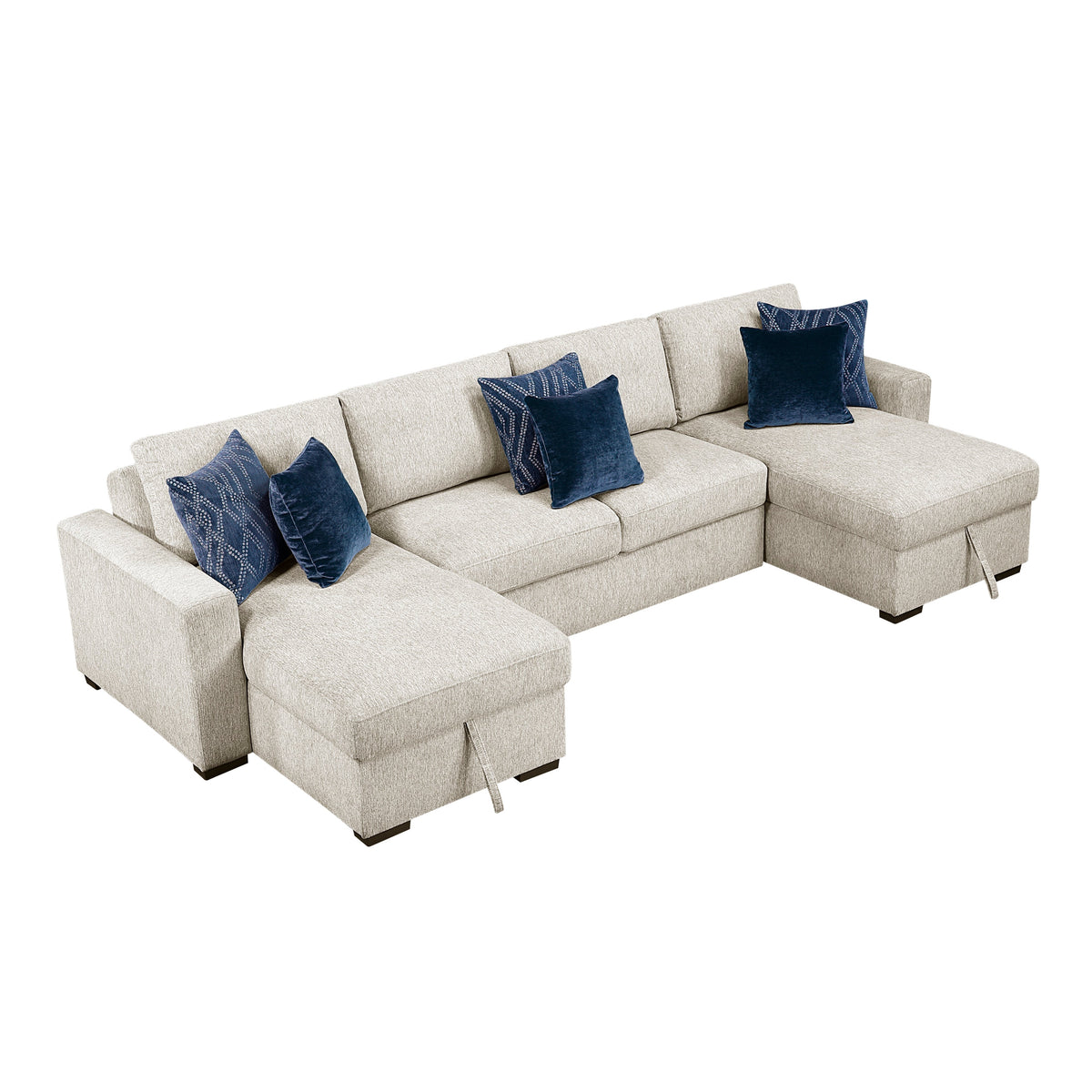 Isla Beige 3-Piece Sectional with Reversible Chaises and Hidden Storage by Homelegance at Eve Furniture