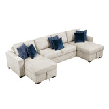 Isla Beige 3-Piece Sectional with Reversible Chaises and Hidden Storage by Homelegance at Eve Furniture