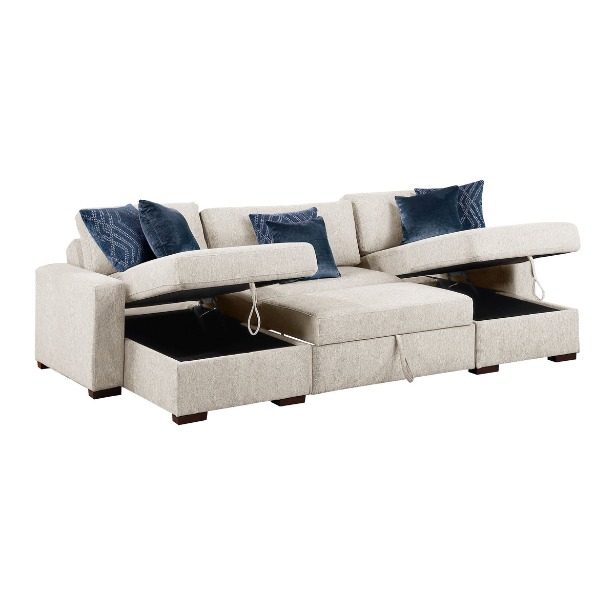 Isla Beige 3-Piece Sleeper Sectional with Two Reversible Chaises and Storage by Homelegance at Eve Furniture