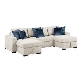Isla Beige 3-Piece Sleeper Sectional with Two Reversible Chaises and Storage by Homelegance at Eve Furniture