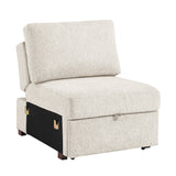 Isla Beige 4-Piece Rolled-Arm Sleeper Sectional with Storage Chaise by Homelegance at Eve Furniture