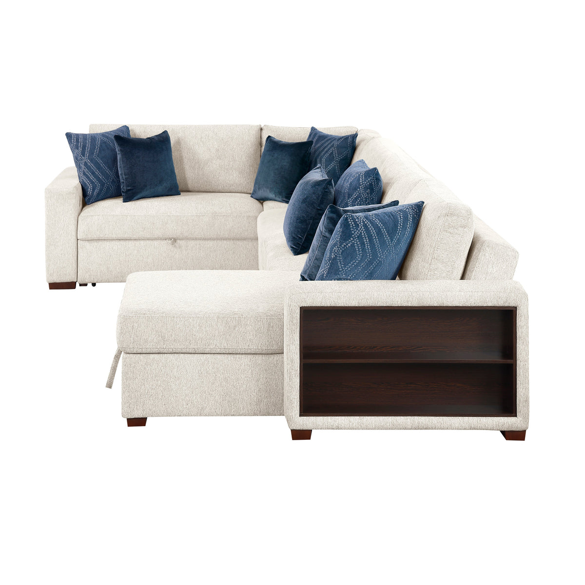 Isla Beige 4-Piece Sleeper Sectional with Storage Chaise and USB Ports by Homelegance at Eve Furniture