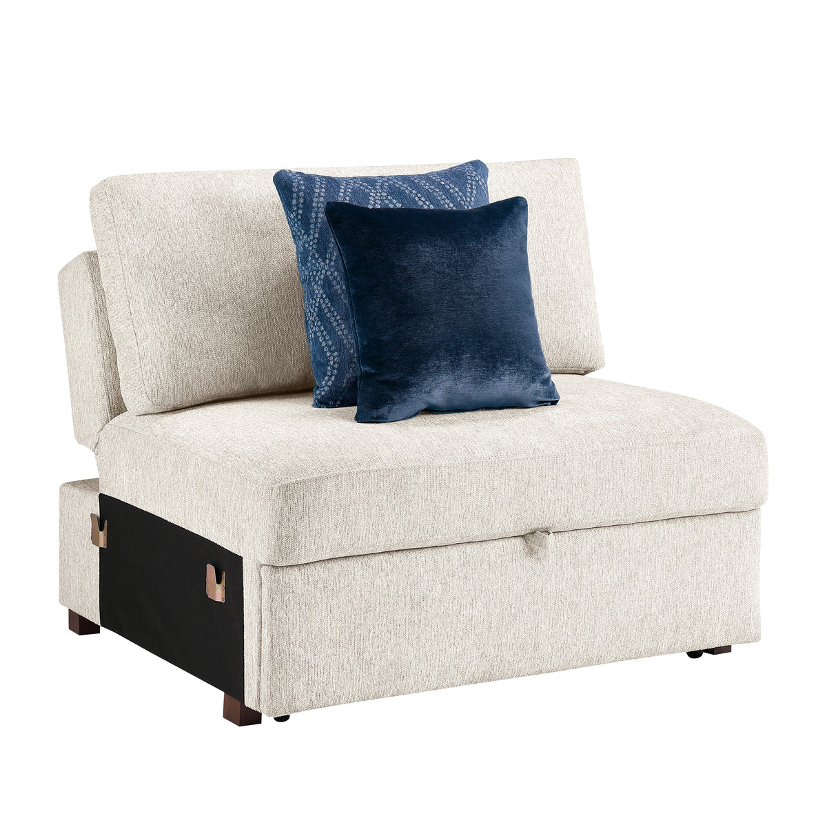 Isla Beige 5-Piece Microfiber Sectional with Dual Pull-Out Beds and Storage Chaise by Homelegance at Eve Furniture