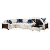 Isla Beige 5-Piece Modular Dual Sleeper Sectional with USB-C Ports and Armrest Storage by Homelegance at Eve Furniture