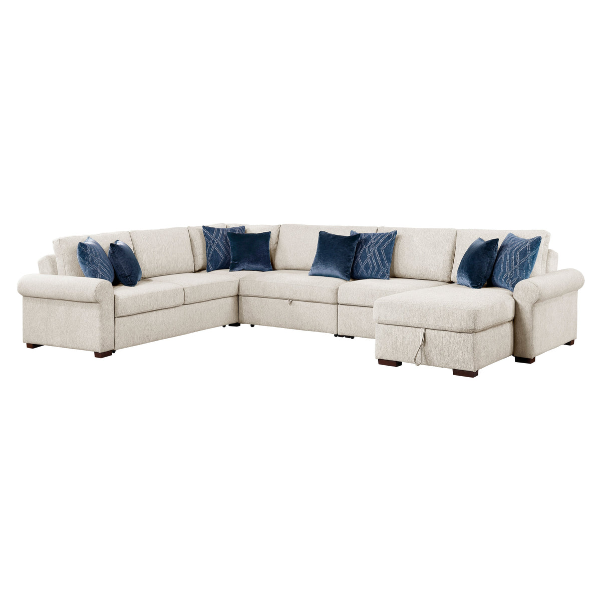 Isla Beige 5-Piece Modular Sectional with Two Pull-Out Beds and Storage Chaise by Homelegance at Eve Furniture