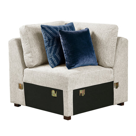 Isla Beige 5-Piece Sectional with Convertible and Reversible Chaise, Hidden Storage, Click Motion Back by Homelegance at Eve Furniture
