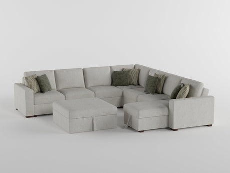 Isla Beige 5-Piece Sectional with Convertible and Reversible Chaise, Hidden Storage, Click Motion Back by Homelegance at Eve Furniture