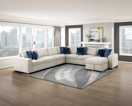 Isla Beige 5-Piece Sectional with Convertible and Reversible Chaise, Hidden Storage, Click Motion Back by Homelegance at Eve Furniture
