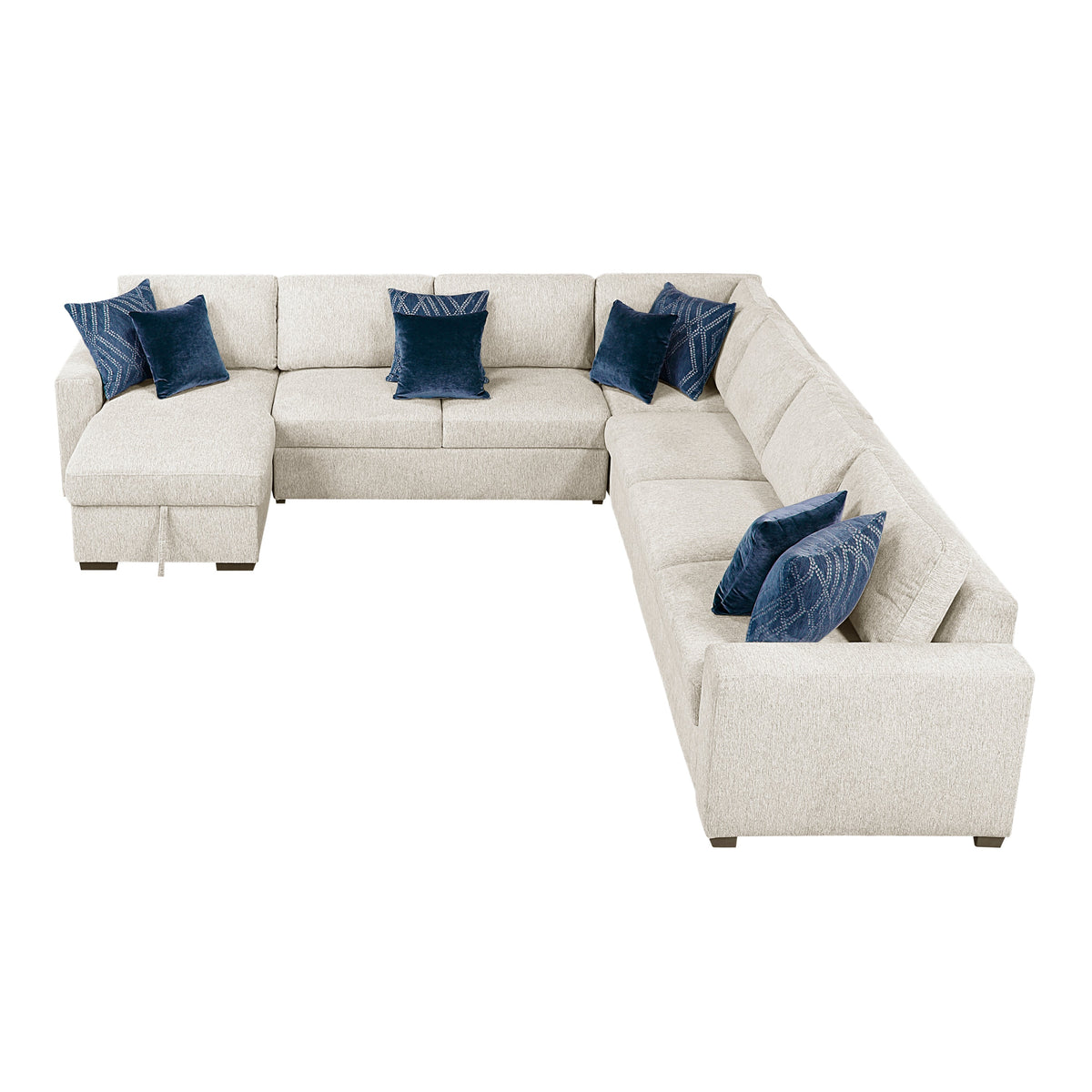 Isla Beige 5-Piece Sectional with Convertible and Reversible Chaise, Hidden Storage, Click Motion Back by Homelegance at Eve Furniture