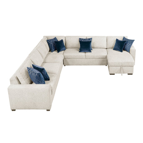 Isla Beige 5-Piece Sectional with Convertible and Reversible Chaise, Hidden Storage, Click Motion Back by Homelegance at Eve Furniture
