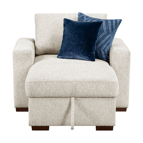 Isla Beige Chaise Lounge with Arms and Hidden Storage, Click Motion Back by Homelegance at Eve Furniture