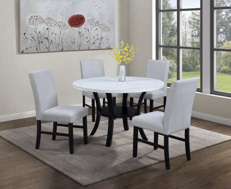 Isla Black and White Round Dining Table by Crown Mark at Eve Furniture