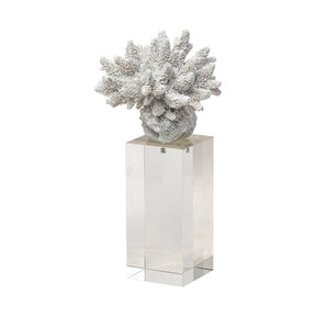 Isla (Large) 5L x 5W White Replica Resin Coral On Clear White Glass by Mercana at Eve Furniture