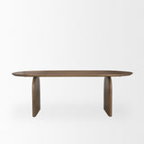 Isla Oval Dining Table w/Dark Brown Wood Top & Arched Legs by Mercana at Eve Furniture