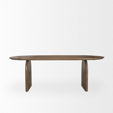 Isla Oval Dining Table w/Dark Brown Wood Top & Arched Legs by Mercana at Eve Furniture