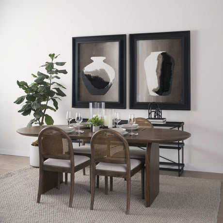 Isla Oval Dining Table w/Dark Brown Wood Top & Arched Legs by Mercana at Eve Furniture