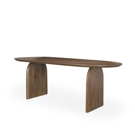 Isla Oval Dining Table w/Dark Brown Wood Top & Arched Legs by Mercana at Eve Furniture