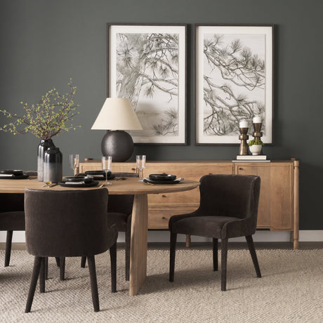 Isla Oval Dining Table w/Light Brown Wood Top & Arched Legs by Mercana at Eve Furniture