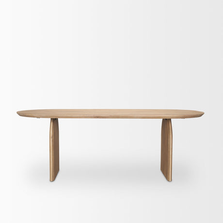 Isla Oval Dining Table w/Light Brown Wood Top & Arched Legs by Mercana at Eve Furniture