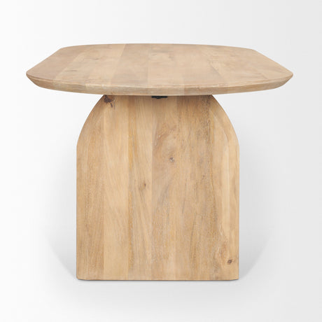 Isla Oval Dining Table w/Light Brown Wood Top & Arched Legs by Mercana at Eve Furniture