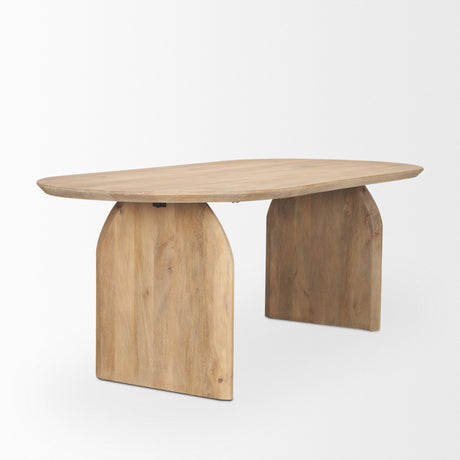 Isla Oval Dining Table w/Light Brown Wood Top & Arched Legs by Mercana at Eve Furniture