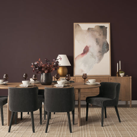 Isla Oval Dining Table w/Light Brown Wood Top & Arched Legs by Mercana at Eve Furniture