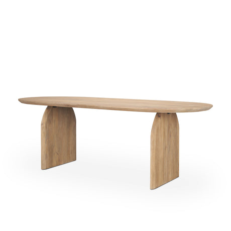 Isla Oval Dining Table w/Light Brown Wood Top & Arched Legs by Mercana at Eve Furniture