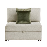 Isla Sage Sand 3-Piece L-Shaped Microfiber Sleeper Sectional with Click-Motion Back by Homelegance at Eve Furniture