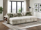 Isla Sage Sand 3-Piece Sectional with Dual Reversible Chaises, Pull-Out Bed and Storage by Homelegance at Eve Furniture