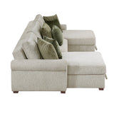 Isla Sage Sand 3-Piece Sleeper Sectional with Reversible Storage Chaises and Rolled Arms by Homelegance at Eve Furniture