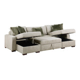 Isla Sage Sand 3-Piece Sleeper Sectional with Two Reversible Chaises and Storage by Homelegance at Eve Furniture