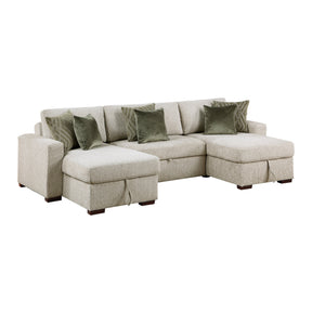 Isla Sage Sand 3-Piece Sleeper Sectional with Two Reversible Chaises and Storage by Homelegance at Eve Furniture