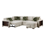 Isla Sage Sand 4-Piece L-Shaped Sleeper Sectional with Reversible Storage Chaise by Homelegance at Eve Furniture