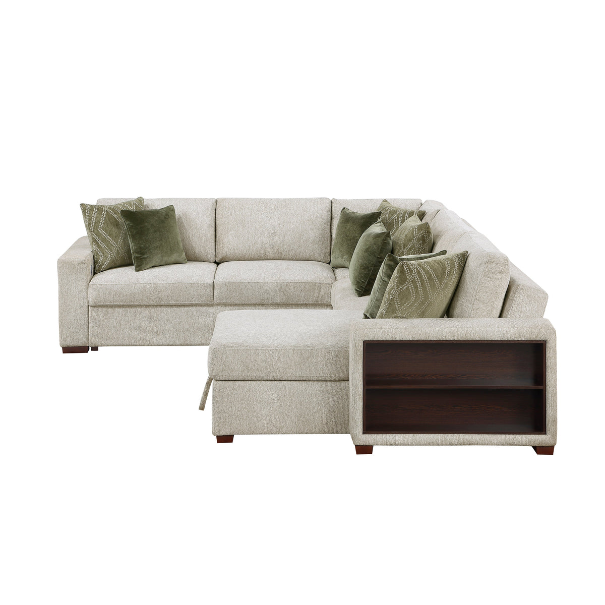Isla Sage Sand 4-Piece L-Shaped Sleeper Sectional with Reversible Storage Chaise by Homelegance at Eve Furniture