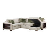 Isla Sage Sand 4-Piece L-Shaped Sleeper Sectional with Reversible Storage Chaise by Homelegance at Eve Furniture