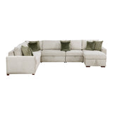 Isla Sage Sand 5-Piece Microfiber Dual Sleeper Sectional with Hidden Storage Chaise by Homelegance at Eve Furniture