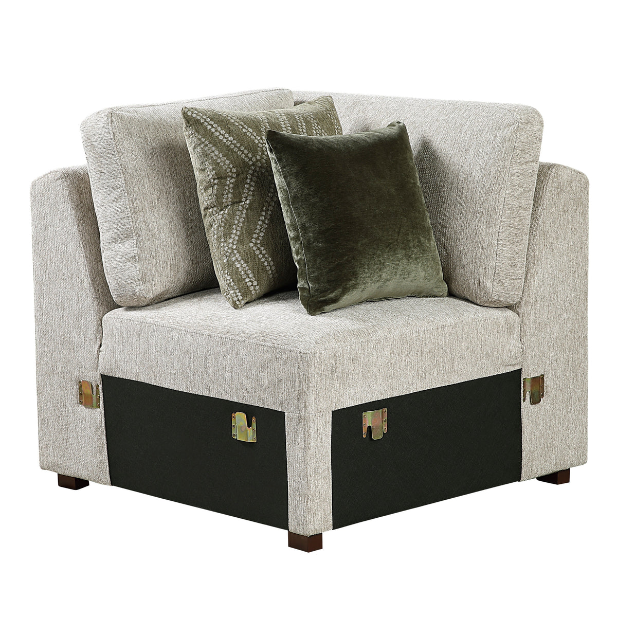 Isla Sage Sand 5-Piece Microfiber Dual Sleeper Sectional with Hidden Storage Chaise by Homelegance at Eve Furniture