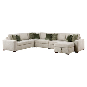 Isla Sage Sand 5-Piece Microfiber Dual Sleeper Sectional with Hidden Storage Chaise by Homelegance at Eve Furniture