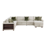 Isla Sage Sand 5-Piece Modular Sectional with Dual Pull-Out Beds and Armrest Storage by Homelegance at Eve Furniture