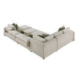 Isla Sage Sand 5-Piece Modular Sectional with Dual Pull-Out Beds and Armrest Storage by Homelegance at Eve Furniture