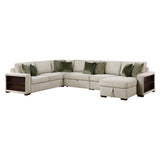 Isla Sage Sand 5-Piece Modular Sectional with Dual Pull-Out Beds and Armrest Storage by Homelegance at Eve Furniture