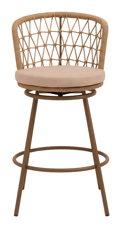 Islamorada Swivel Barstool Brown by Zuomod at Eve Furniture