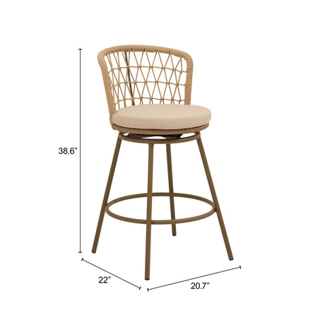 Islamorada Swivel Barstool Brown by Zuomod at Eve Furniture