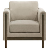 Islington Taupe Fabric Upholstered Panel Arm Accent Chair by Coaster at Eve Furniture